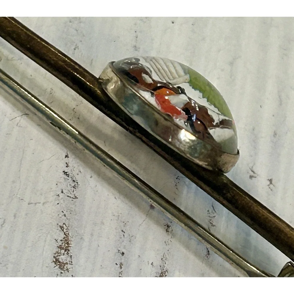 Antique VTG Intaglio Reverse Essex Crystal Horse Jockey Bar Pin Derby   C-Clasp